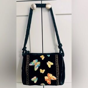 Vintage Lesco Lona velvet w embroidered butterfly Handbag